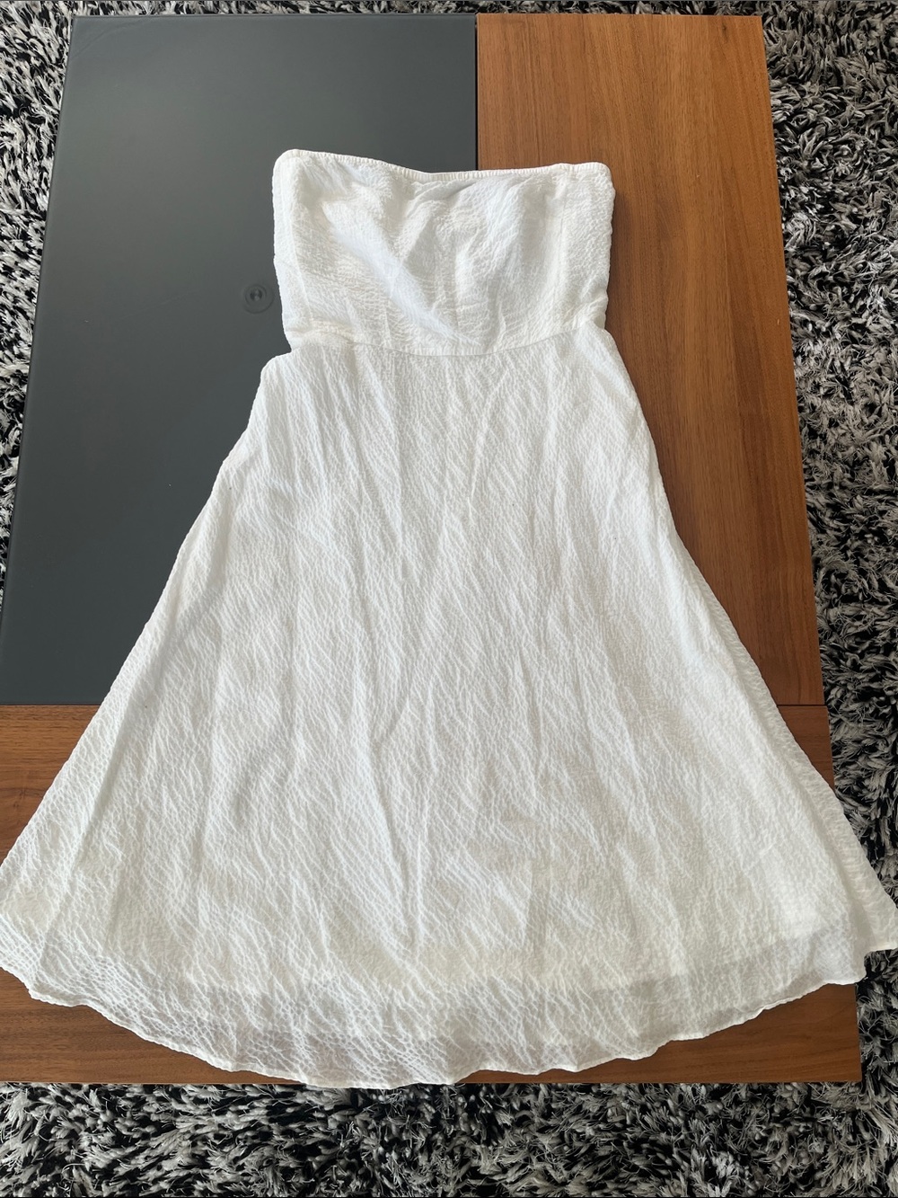 J. Crew Strapless Textured White Sundress